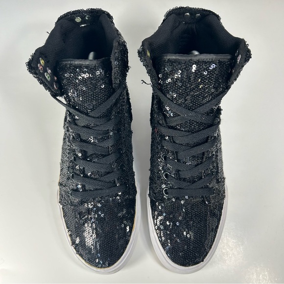 SUPRA Skytops Sparkly Sequin Hi Tops Black Sneakers Shoe SW12029; Women’s Sz 8.5 - Picture 9 of 16